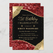 Rot und Gold Winterreihen 21. Geburtstag Einladung (Vorne/Hinten)