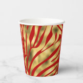Rot und Gold Zebra Festive Pappbecher (Rückseite)