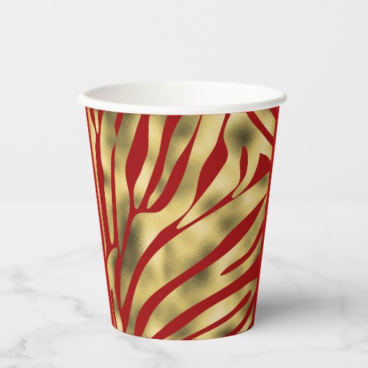 Rot und Gold Zebra Festive Pappbecher (Vorderseite)