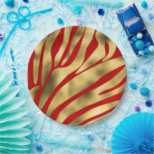 Rot und Gold Zebra Festive Pappteller (Party)