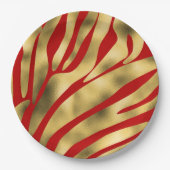 Rot und Gold Zebra Festive Pappteller (Vorderseite)