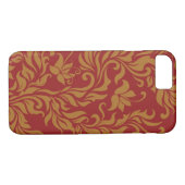 Rot und Goldblumenmuster Case-Mate iPhone Hülle (Rückseite (Horizontal))
