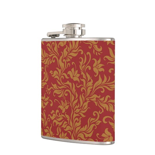 Rot und Goldblumenmuster Flachmann (Links)