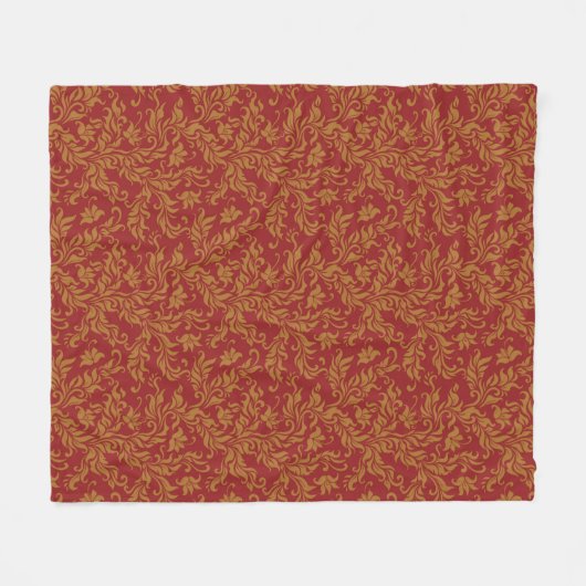 Rot und Goldblumenmuster Fleecedecke (Vorderseite (Horizontal))