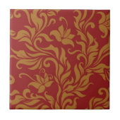 Rot und Goldblumenmuster Fliese (Vorderseite)