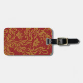 Rot und Goldblumenmuster Gepäckanhänger (Vorderseite horizontal)