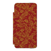 Rot und Goldblumenmuster Incipio iPhone Geldbeutel-Hülle (Folio Vorderseite)
