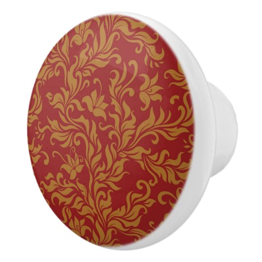 Rot und Goldblumenmuster Keramikknauf (Rechts)