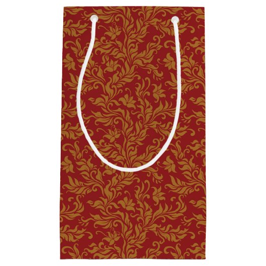 Rot und Goldblumenmuster Kleine Geschenktüte (Vorderseite)