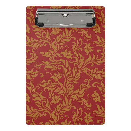 Rot und Goldblumenmuster Mini Klemmbrett (Vorderseite)