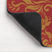 Rot und Goldblumenmuster Mousepad (Ecke)