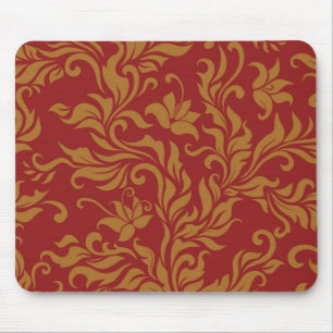 Rot und Goldblumenmuster Mousepad