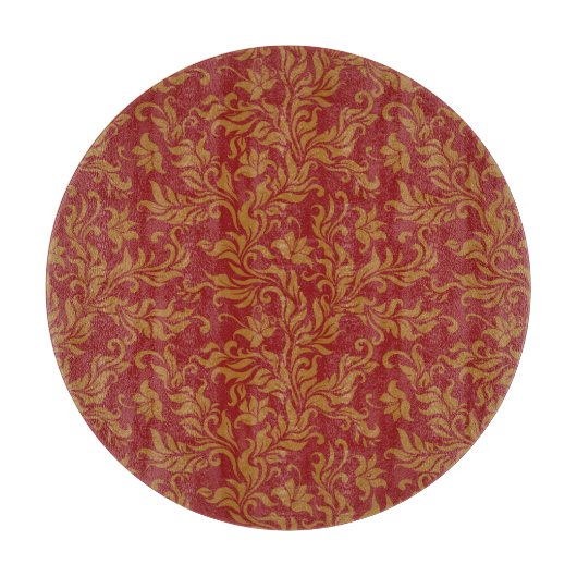 Rot und Goldblumenmuster Schneidebrett (Vorderseite)