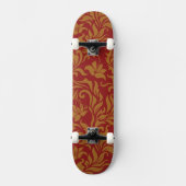 Rot und Goldblumenmuster Skateboard (Vorderseite)