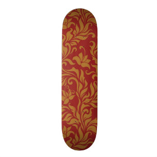 Rot und Goldblumenmuster Skateboard