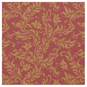 Rot und Goldblumenmuster Stoff
