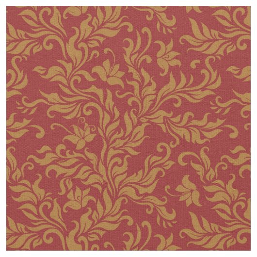 Rot und Goldblumenmuster Stoff (Nahaufnahme)
