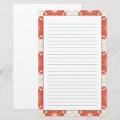 Rot und Goldblumenspitze-Muster Briefpapier (Vorne/Hinten)