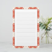 Rot und Goldblumenspitze-Muster Briefpapier (Stehend Vorderseite)