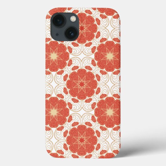 Rot und Goldblumenspitze-Muster Case-Mate iPhone Hülle (Rückseite)