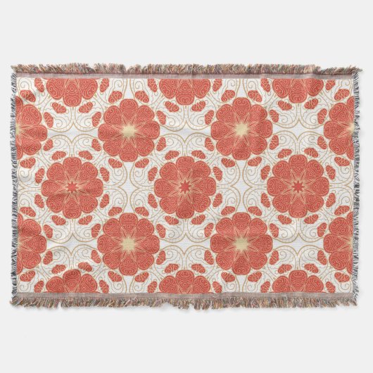 Rot und Goldblumenspitze-Muster Decke (Vorderseite)