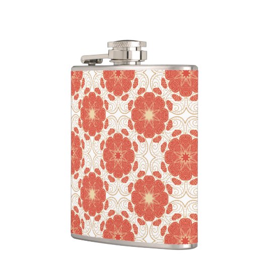 Rot und Goldblumenspitze-Muster Flachmann (Links)