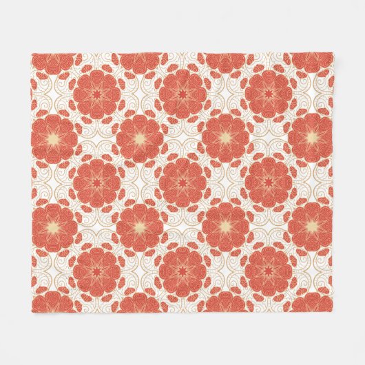 Rot und Goldblumenspitze-Muster Fleecedecke (Vorderseite (Horizontal))