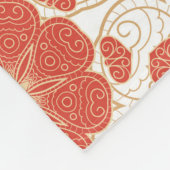 Rot und Goldblumenspitze-Muster Fleecedecke (Ecke)