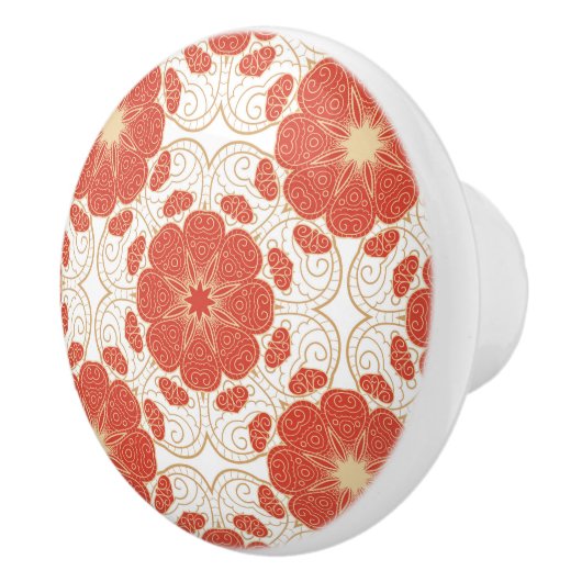 Rot und Goldblumenspitze-Muster Keramikknauf (Rechts)