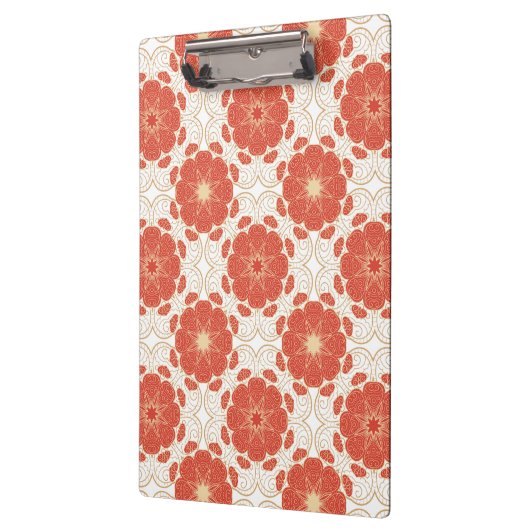 Rot und Goldblumenspitze-Muster Klemmbrett (Links)