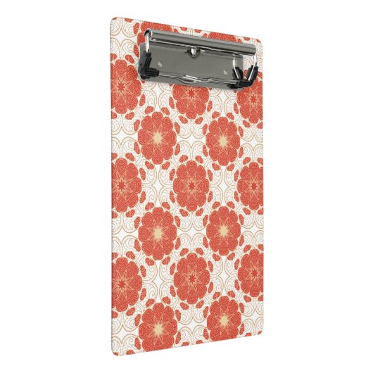 Rot und Goldblumenspitze-Muster Mini Klemmbrett (Schrägansicht)