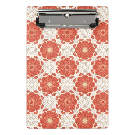 Rot und Goldblumenspitze-Muster Mini Klemmbrett (Vorderseite)