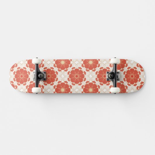 Rot und Goldblumenspitze-Muster Skateboard (Horizontal)