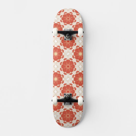 Rot und Goldblumenspitze-Muster Skateboard (Vorderseite)