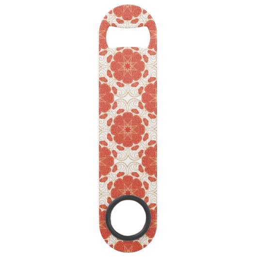 Rot und Goldblumenspitze-Muster Speedflaschenöffner (Vorderseite)