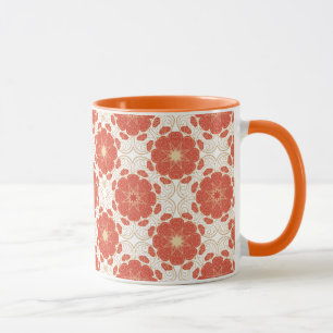 Rot und Goldblumenspitze-Muster Tasse