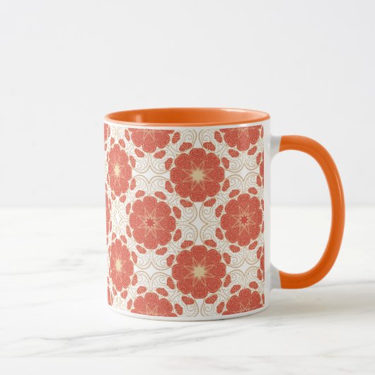 Rot und Goldblumenspitze-Muster Tasse (Rechts)