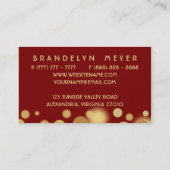 Rot und GoldBokeh Punkt-Visitenkarte Visitenkarte (Rückseite)