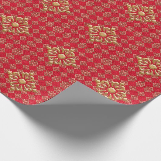 Rot- und Golddiamanten Geschenkpapier (Ecke)