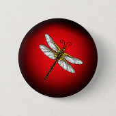 Rot und Golddrachenfliege Button (Vorderseite)