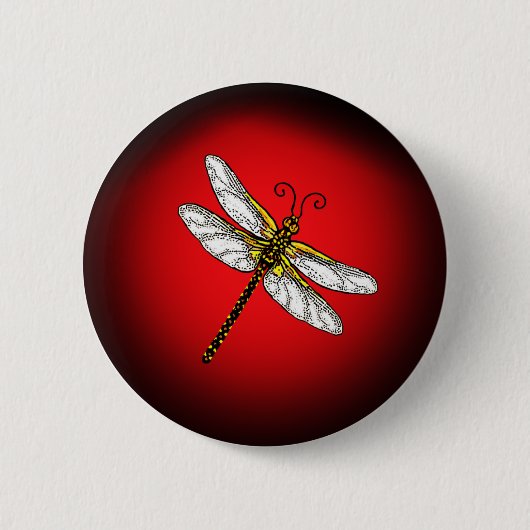 Rot und Golddrachenfliege Button (Vorderseite)