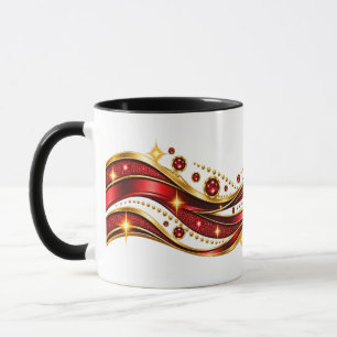 Rot- und Goldelegantes Wellenglanz-Kombibecher Tasse