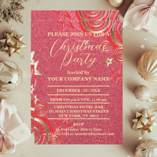 Rot-und-goldene Sterne Glitter Company Weihnachtsf Einladung