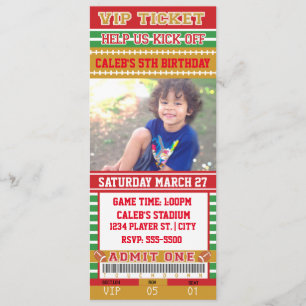 ROT- UND GOLDFOOTBALL-FOTO-TICKET-EINLAGE EINLADUNG