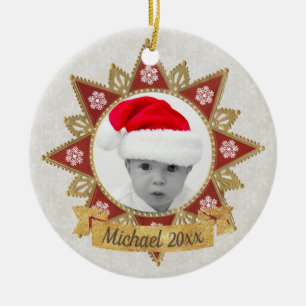 Rot und goldgelb-luxuriöse Circle Shape Rahmen Sno Keramik Ornament