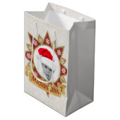 Rot und goldgelb-luxuriöse Circle Shape Rahmen Sno Mittlere Geschenktüte (Vorderseite Schrägansicht)