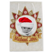 Rot und goldgelb-luxuriöse Circle Shape Rahmen Sno Mittlere Geschenktüte (Vorderseite)