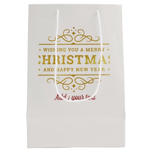 Rot und goldgelb-luxuriöse Circle Shape Rahmen Sno Mittlere Geschenktüte (Rückseite)