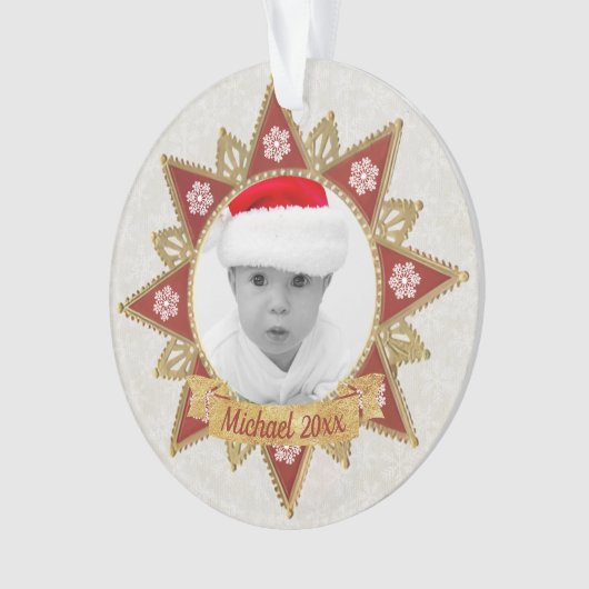 Rot und goldgelb-luxuriöse Circle Shape Rahmen Sno Ornament (Vorderseite)