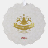 Rot und goldgelb-luxuriöse Circle Shape Rahmen Sno Ornament Karte (Rückseite)